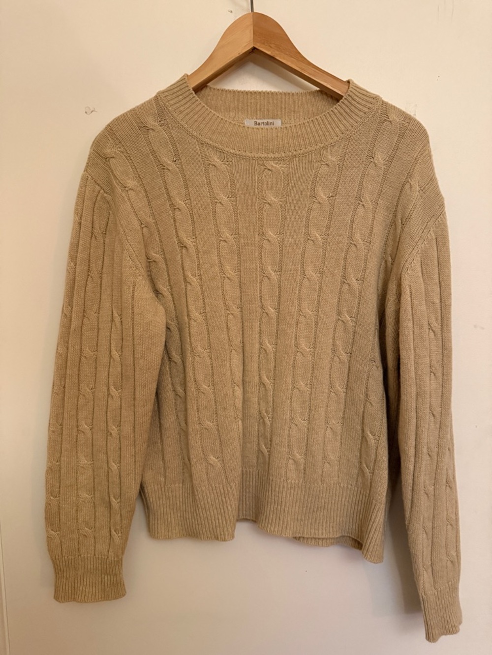 Italian Cashmere Blend Cable Knit Sweater Beige L Made in Italy Bartolini